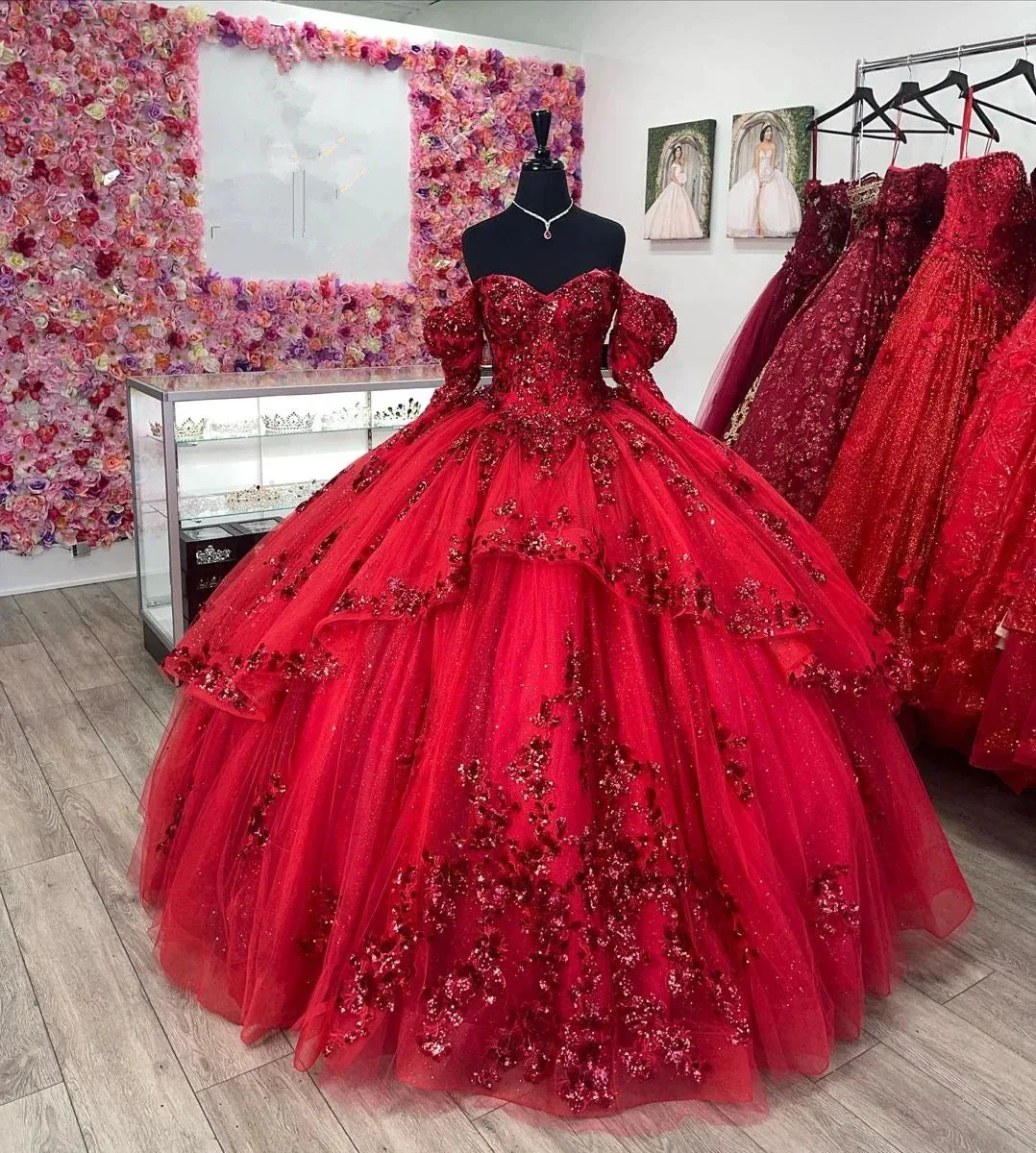 Luxurious Red Quinceanera Dresses,Red Ball Gown,Sweet 15 Dress  Y4524 - Image 2
