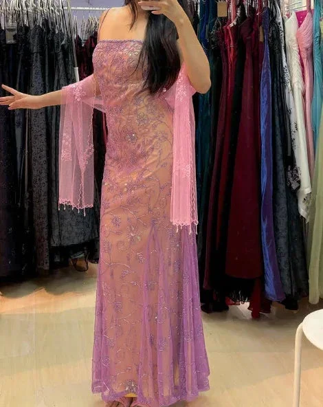 Luxurious Spaghetti Straps Tulle Mermaid Prom Evening Dress Y8137 - Image 3
