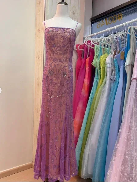 Luxurious Spaghetti Straps Tulle Mermaid Prom Evening Dress Y8137 - Image 4