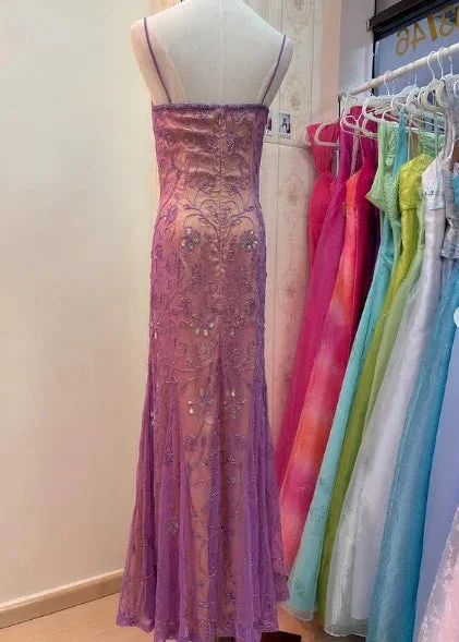 Luxurious Spaghetti Straps Tulle Mermaid Prom Evening Dress Y8137 - Image 5