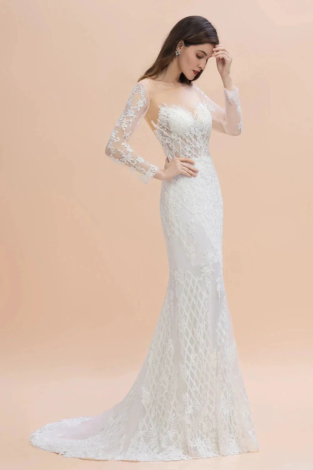 Luxury Beaded Lace Mermaid Wedding Dresses Tulle Appliques Bride Dresses with Detachable Train - Image 10
