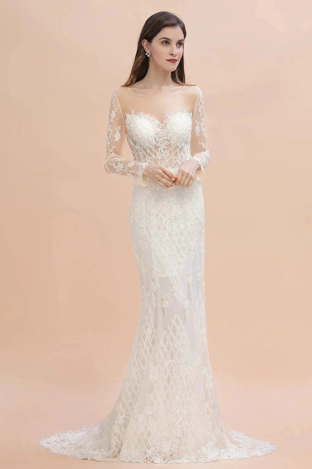 Luxury Beaded Lace Mermaid Wedding Dresses Tulle Appliques Bride Dresses with Detachable Train - Image 5
