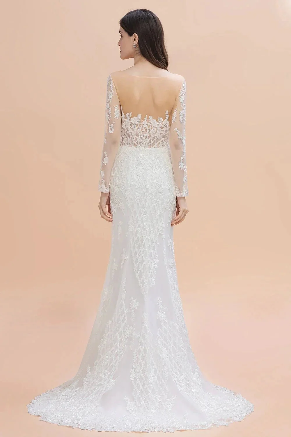 Luxury Beaded Lace Mermaid Wedding Dresses Tulle Appliques Bride Dresses with Detachable Train - Image 8