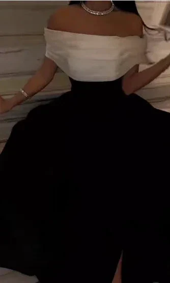 Luxury Black And White Satin Prom Dresses With Removable Tail Custom Made Cocktail Party Evening Dress Y5025 - Image 4