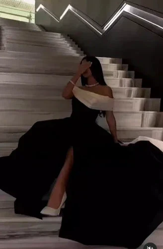 Luxury Black And White Satin Prom Dresses With Removable Tail Custom Made Cocktail Party Evening Dress Y5025 - Image 5