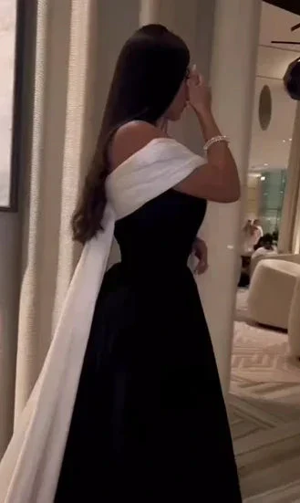 Luxury Black And White Satin Prom Dresses With Removable Tail Custom Made Cocktail Party Evening Dress Y5025 - Image 7