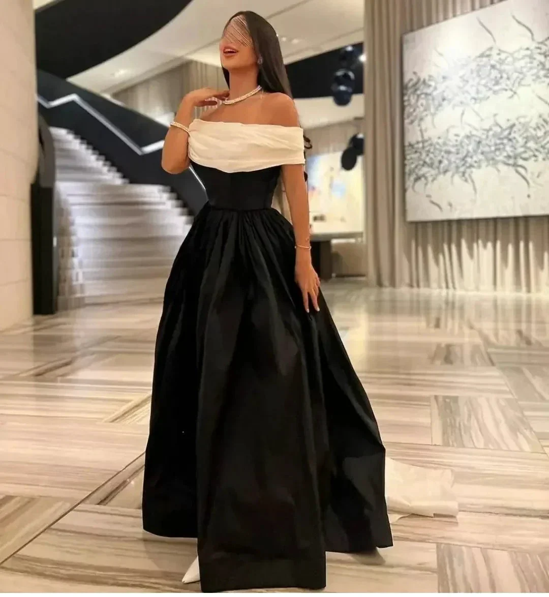 Luxury Black And White Satin Prom Dresses With Removable Tail Custom Made Cocktail Party Evening Dress Y5025 - Image 8