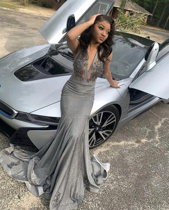 Luxury Black Girl Prom Dress Sexy Mermaid Evening Dress Y541 - Image 2