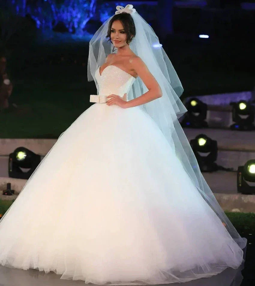 Luxury Crystal Beaded Ball Gown Wedding Dresses 2021 Princess Plus Size Country Western Wedding Gowns Bride Bridal Dress - Image 3
