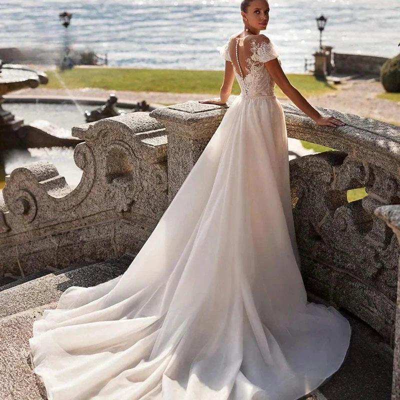 Luxury Detachable 2 In 1 Wedding Mermaid Dress Embroidered Lace On Net With Square Collar Sleeveless Bride Gowns Vestido De Novi - Image 2