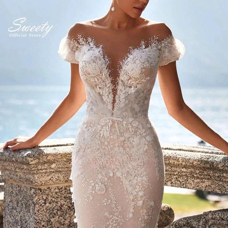 Luxury Detachable 2 In 1 Wedding Mermaid Dress Embroidered Lace On Net With Square Collar Sleeveless Bride Gowns Vestido De Novi - Image 3