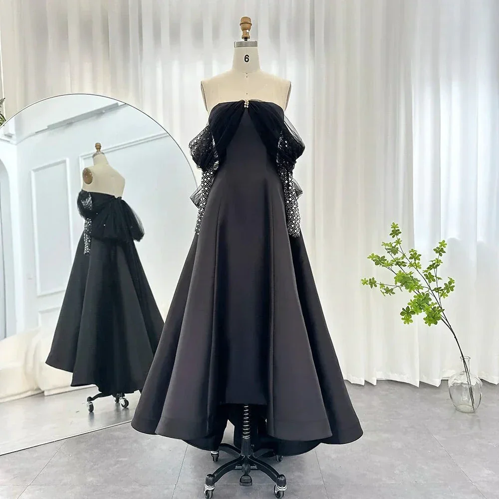 Luxury Dubai Evening Dresses for Women Wedding Party Black Long Sleeve Gala Prom Dress Y4621 - Image 2