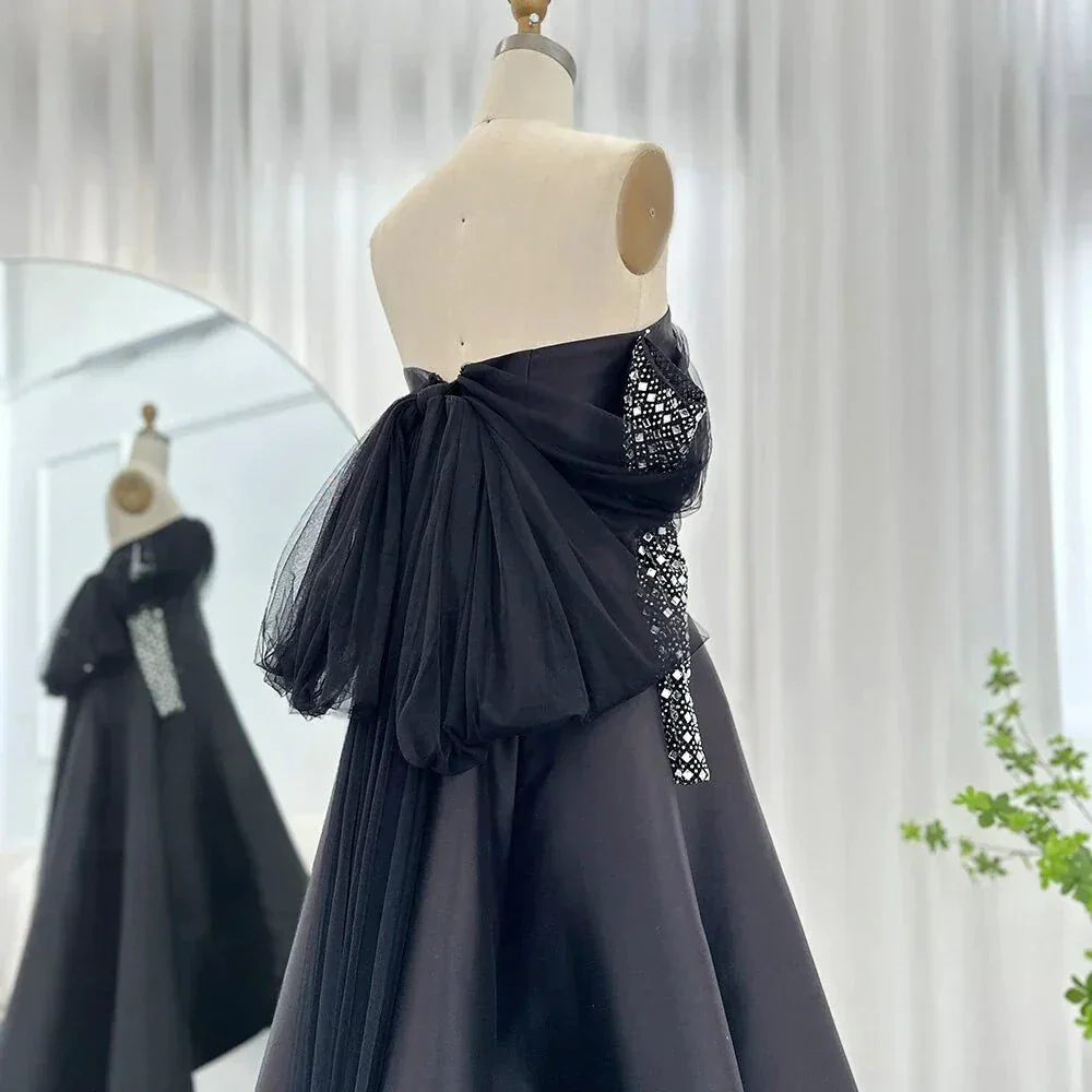 Luxury Dubai Evening Dresses for Women Wedding Party Black Long Sleeve Gala Prom Dress Y4621 - Image 4