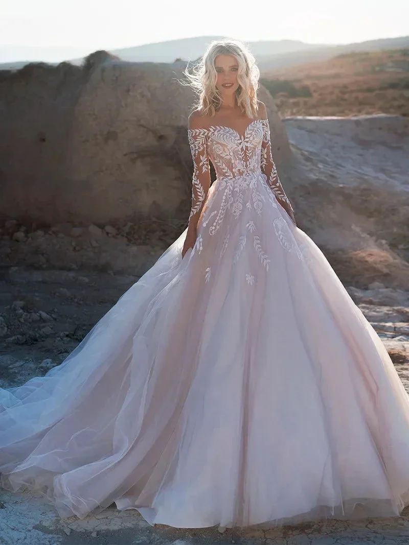 Luxury Lace Long Sleeves Wedding Dresses Sexy Backless Vestidos De Novia Appliques Vestido De Noiva - Image 3