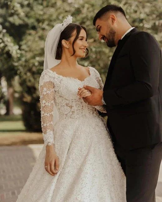 Luxury lace wedding dresses | A line wedding dresses with sleeves - Image 3