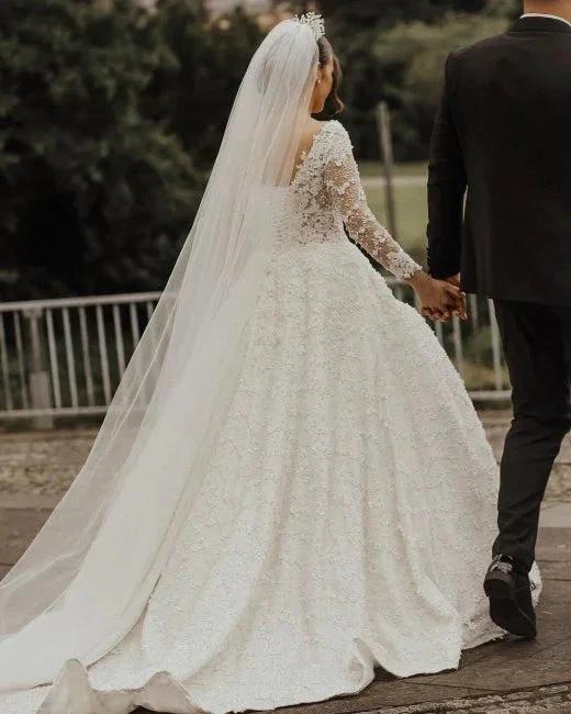 Luxury lace wedding dresses | A line wedding dresses with sleeves - Image 6