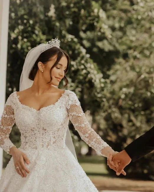 Luxury lace wedding dresses | A line wedding dresses with sleeves - Image 7