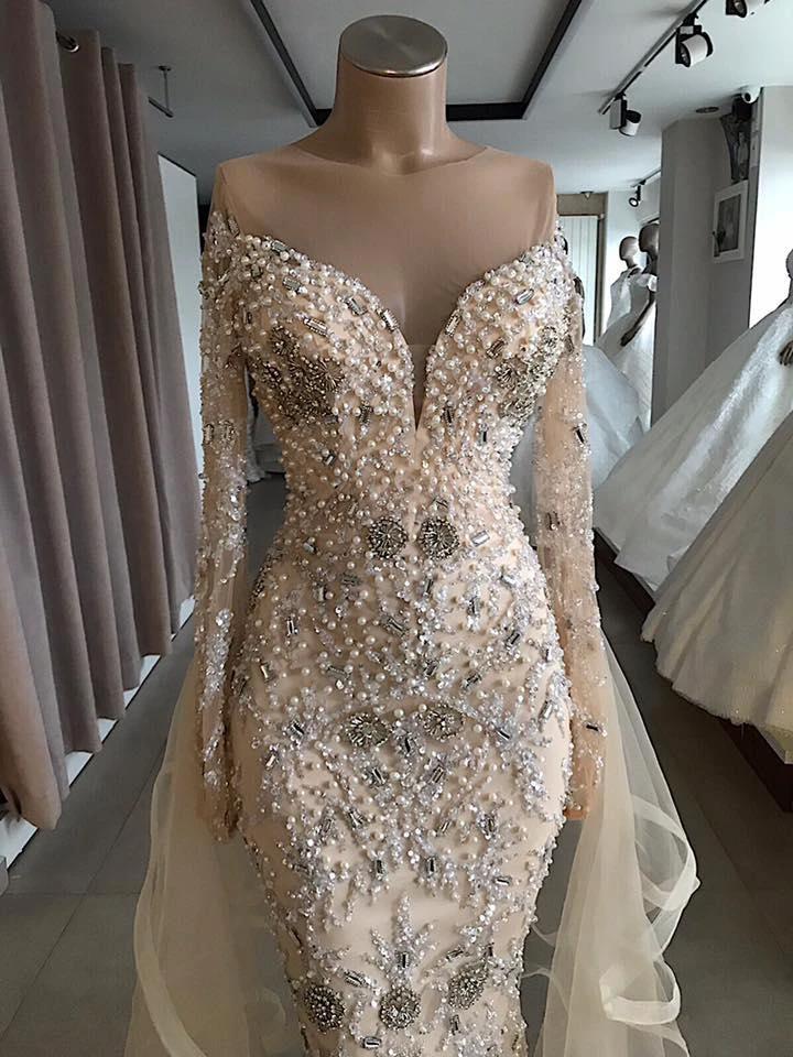 Luxury Long Mermaid Off the Shoulder Prom Dress with Sleeves - Image 2