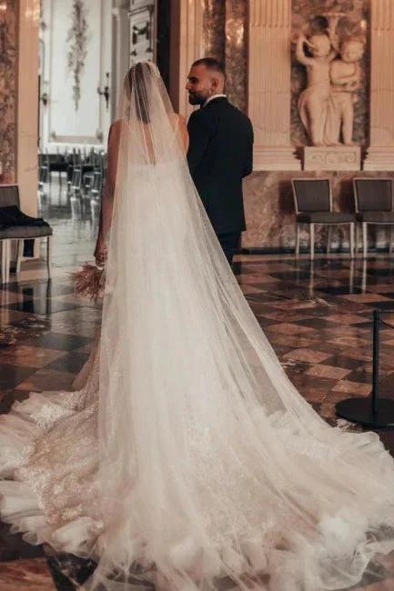 Luxury Long Mermaid Spaghetti Straps Glitter Wedding Dresses With Lace - Image 2