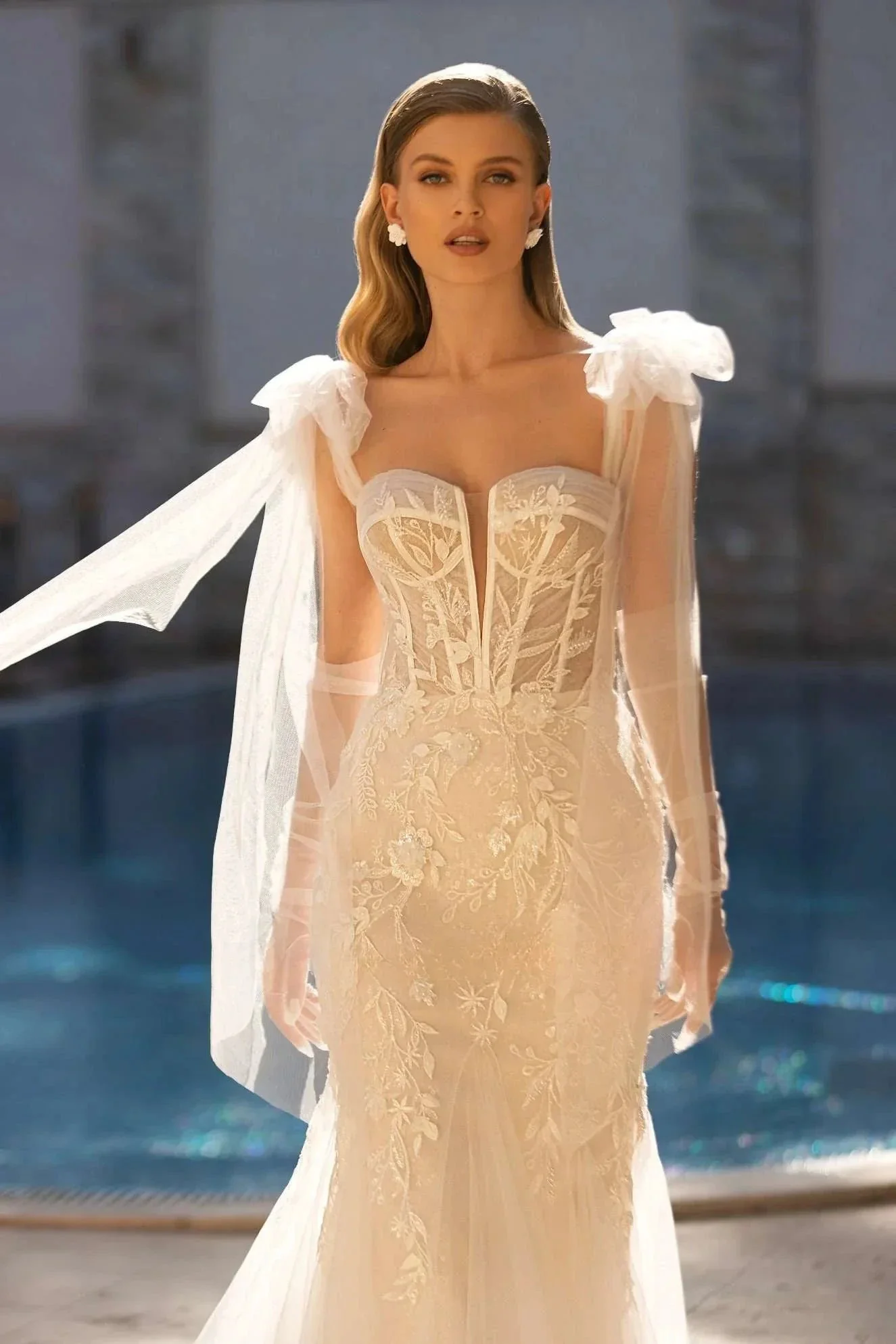 Luxury Mermaid Wedding Dresses  Thick Staps Detachable Train 2 In 1 Lace Applique Wedding Gowns Tailor-Made - Image 2
