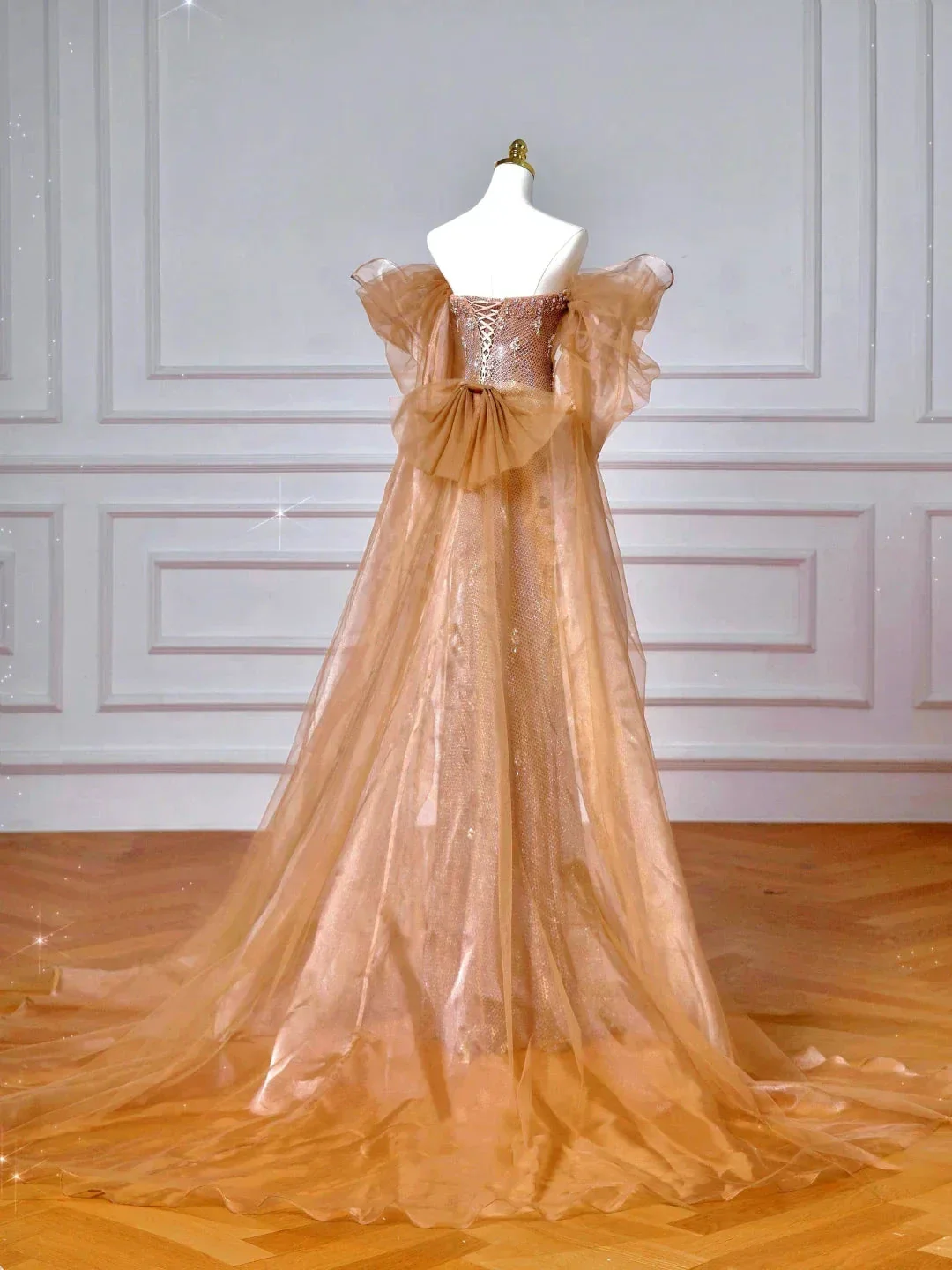 Luxury Off The Shoulder Tulle Beaded Prom Dress Long Mermaid Evening Dress Y8610 - Image 5