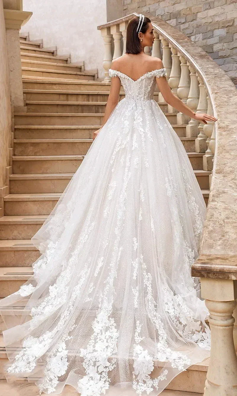 Luxury Sweetheart Ball Gown Wedding Dresses Lace Appliques Off the Shoulder Vestido Novia Backless Custom Plus Size Bride Dress - Image 2