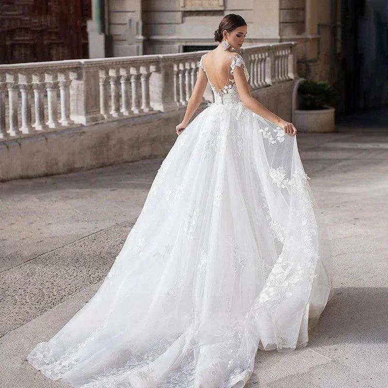 Luxury Wedding Dress 2023 Short Sleeve Applique Sleeveless Mermaid Bridal Gownes Removable Women's Elegant Lace Wedding Dress De - Image 4