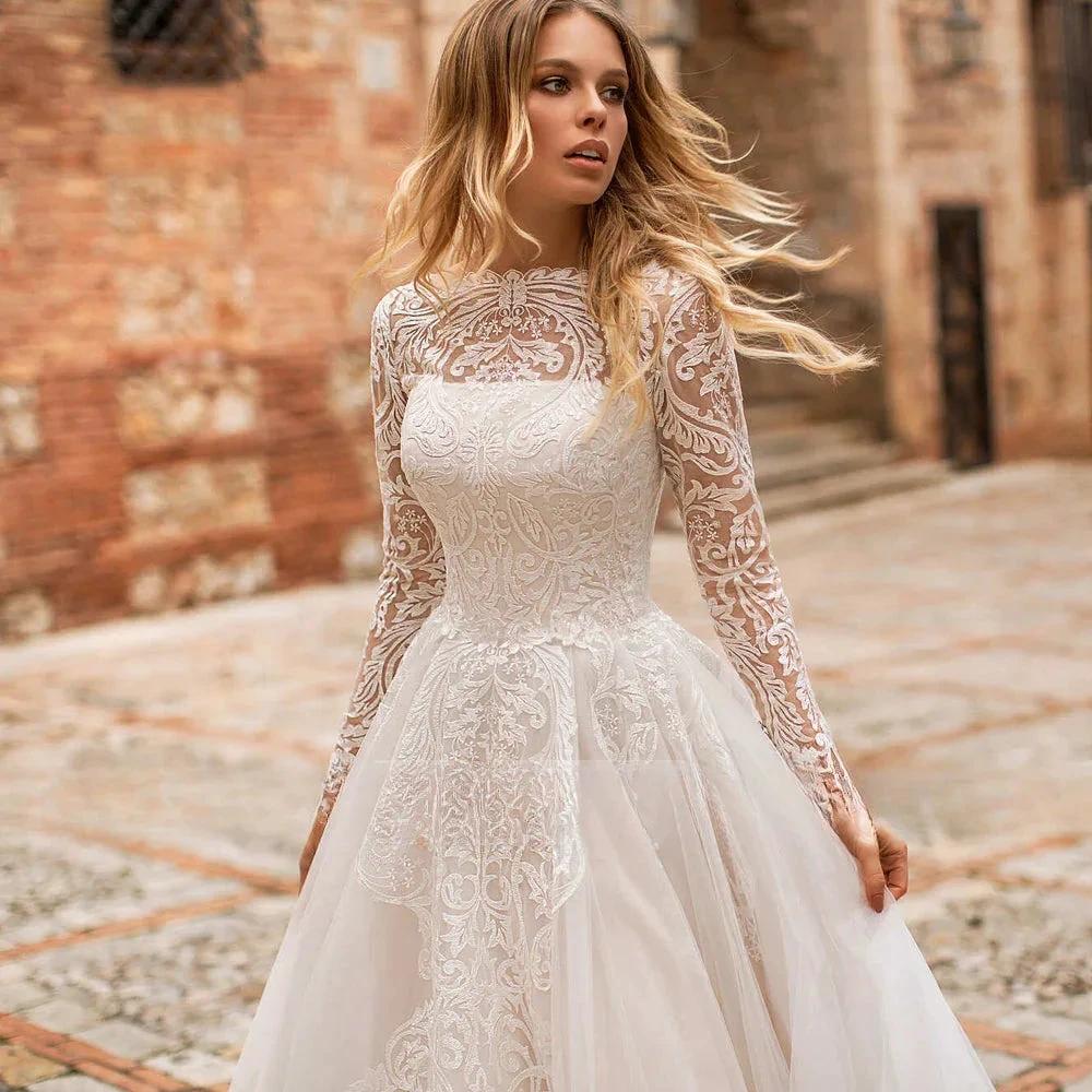 Luxury Wedding Dresses Lace Applique A-Line Bridal Gowns Robe Church Wedding Party Beach Vestido De Novia 2023 Boda Elegante שמל - Image 3