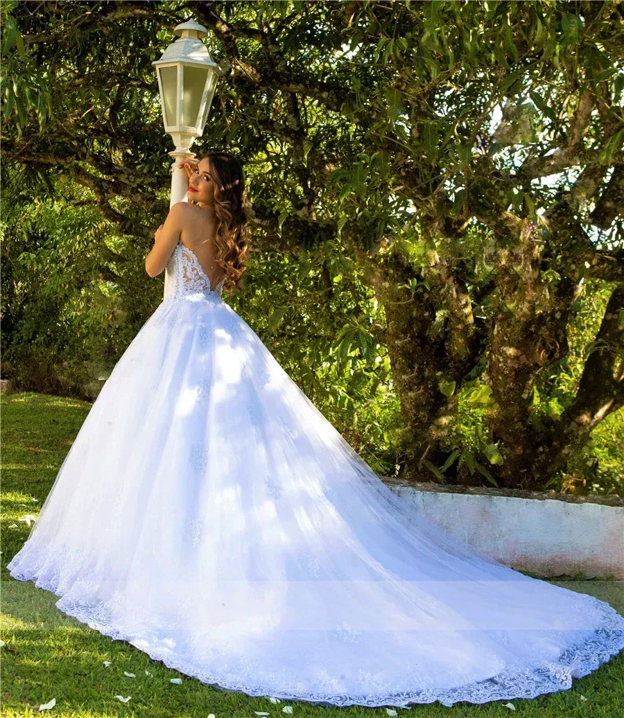 Luxury white bridal gown Sweetheart Applique backless Pearl Crystal tulle plus Saudi Arabian wedding dress trouw jurken dames - Image 2