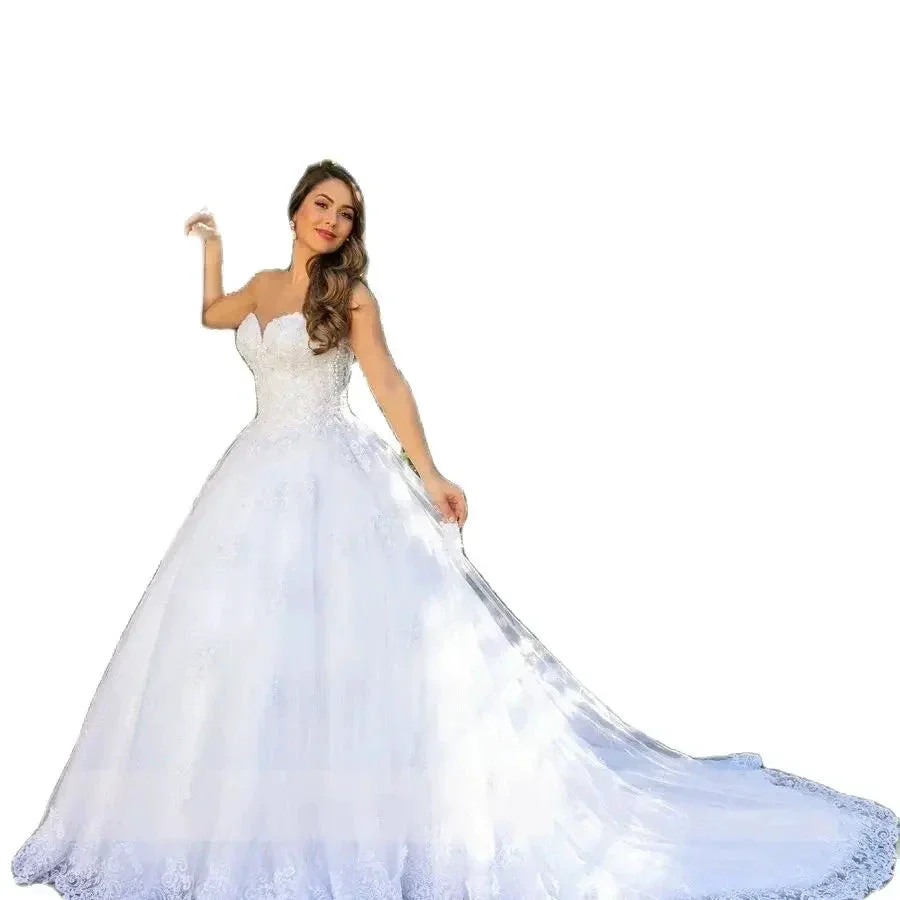 Luxury white bridal gown Sweetheart Applique backless Pearl Crystal tulle plus Saudi Arabian wedding dress trouw jurken dames - Image 4