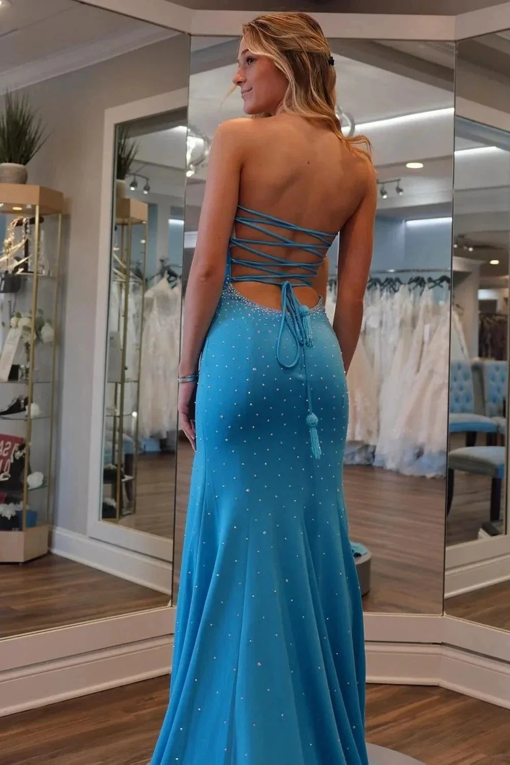 Mamie | Sweetheart Beaded Mermaid Long Prom Dress With Split - Image 2