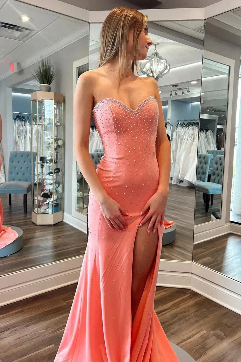 Mamie | Sweetheart Beaded Mermaid Long Prom Dress With Split - Image 7