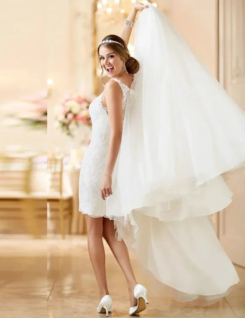 MANRAY Beach Wedding Dress With Detachable Skirt See Through Back Bridal Gowns Lace Appliques Sleeveless Vestidos De Mariee - Image 2