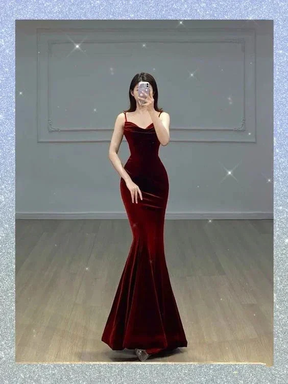 Maroon Mermaid Long Prom Dress,Charming Evening Dress Y1639 - Image 2