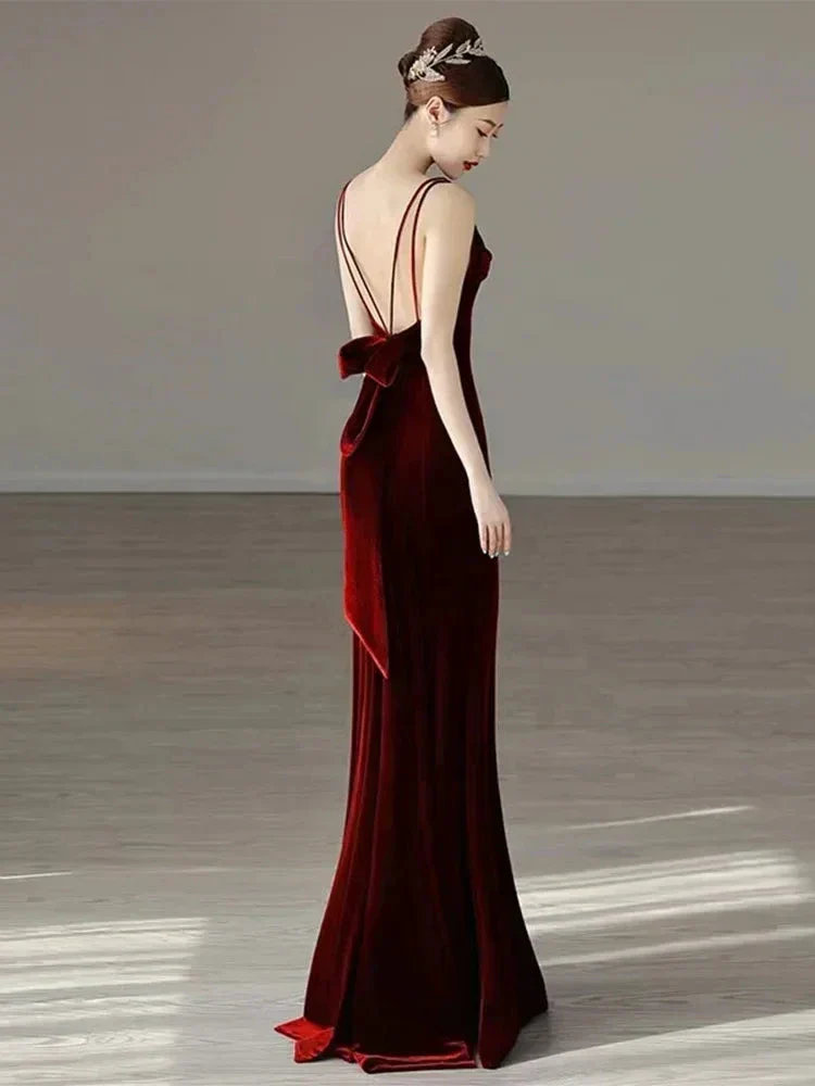 Maroon Mermaid Long Prom Dress,Charming Evening Dress Y1639 - Image 3
