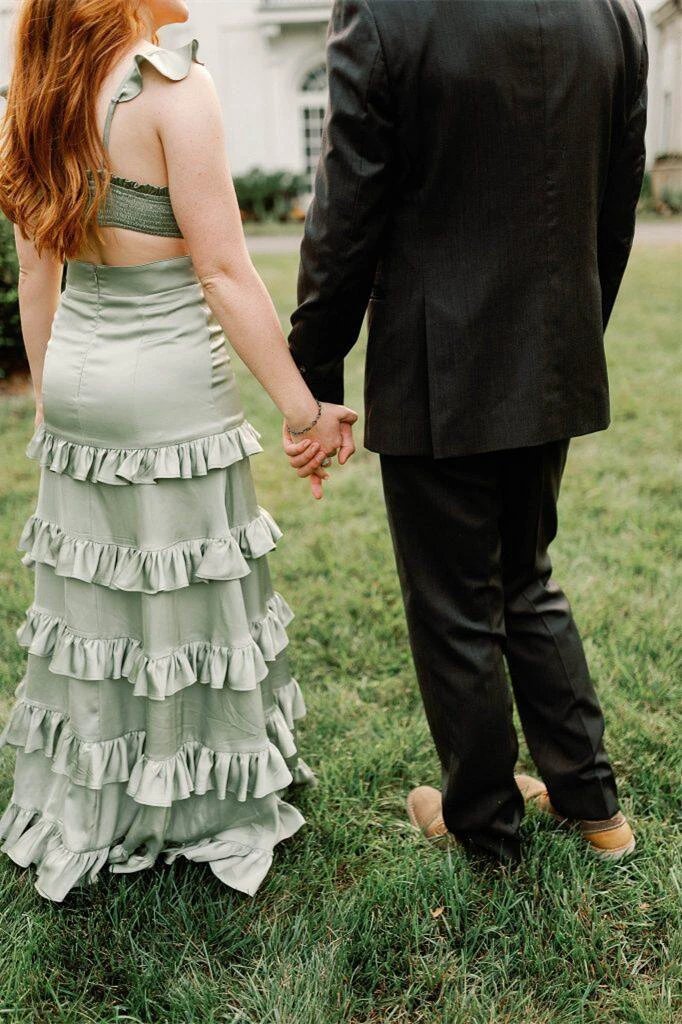 Melssa | Knotted Sage Ruffles Mermaid Tiedred Maxi Dress - Image 2