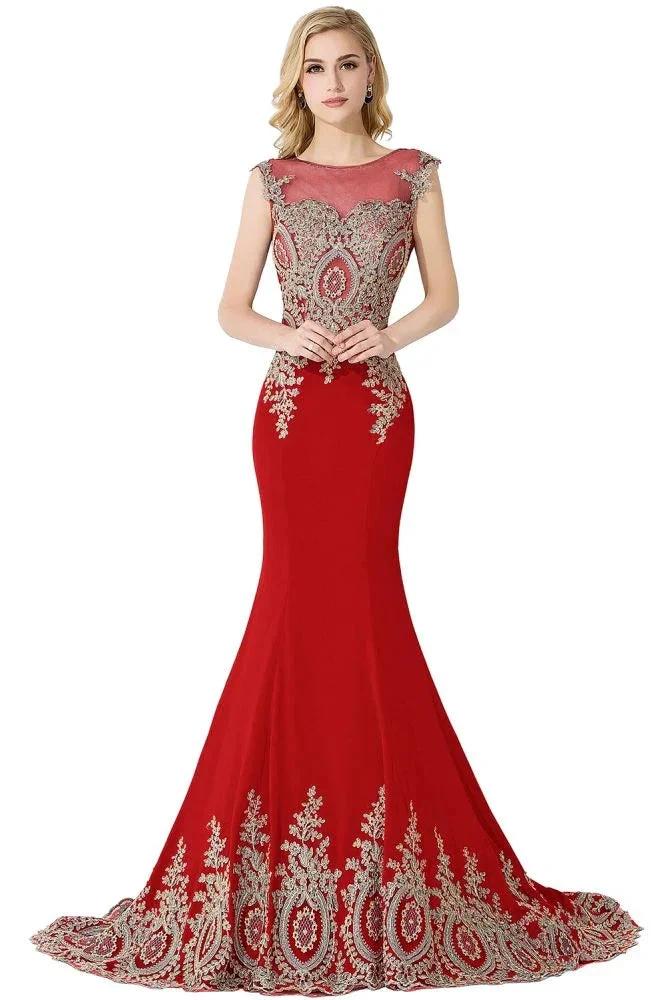 Mermaid Appliques Court Train Chiffon Evening Dress - Image 2