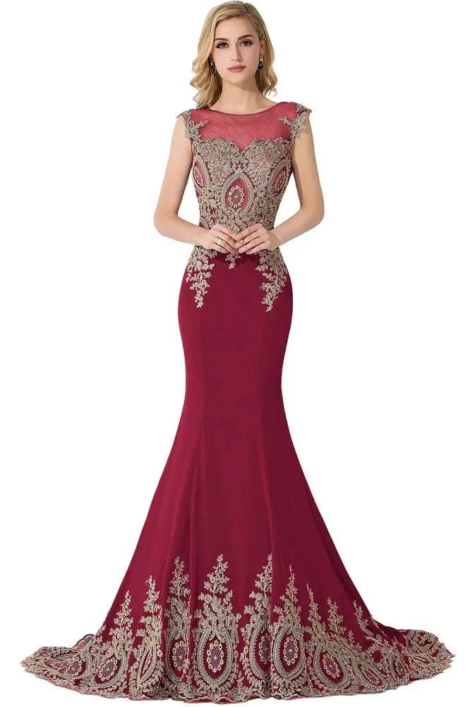 Mermaid Appliques Court Train Chiffon Evening Dress - Image 3
