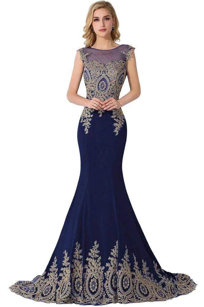 Mermaid Appliques Court Train Chiffon Evening Dress - Image 5