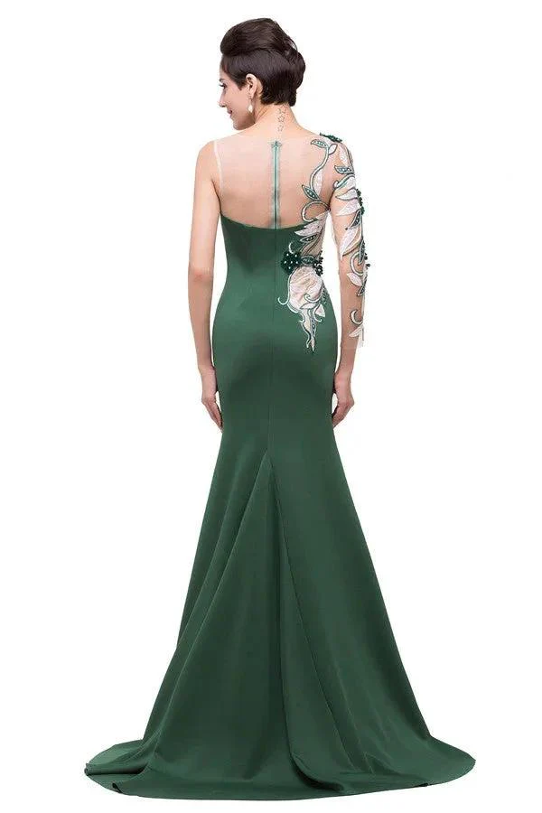 Mermaid  Bateau Floor-length One-Shoulder Prom Dresses - Image 2