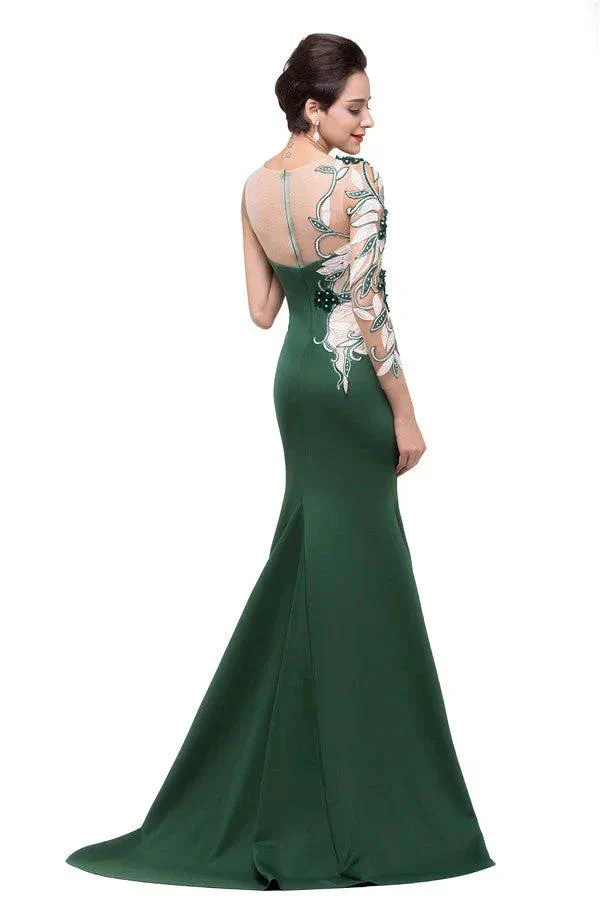 Mermaid  Bateau Floor-length One-Shoulder Prom Dresses - Image 5