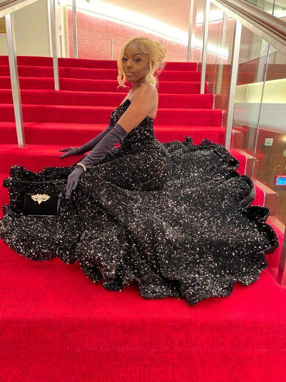 Mermaid Black Sequins Prom Dress Sexy Evening Dress Y545 - Image 2