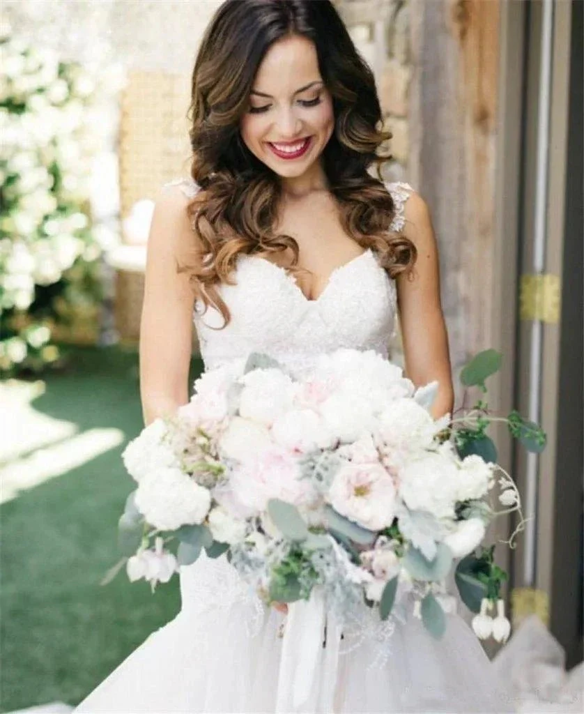 Mermaid Boat Neck Court Train Ivory Tulle Wedding Dress WD156 - Image 2