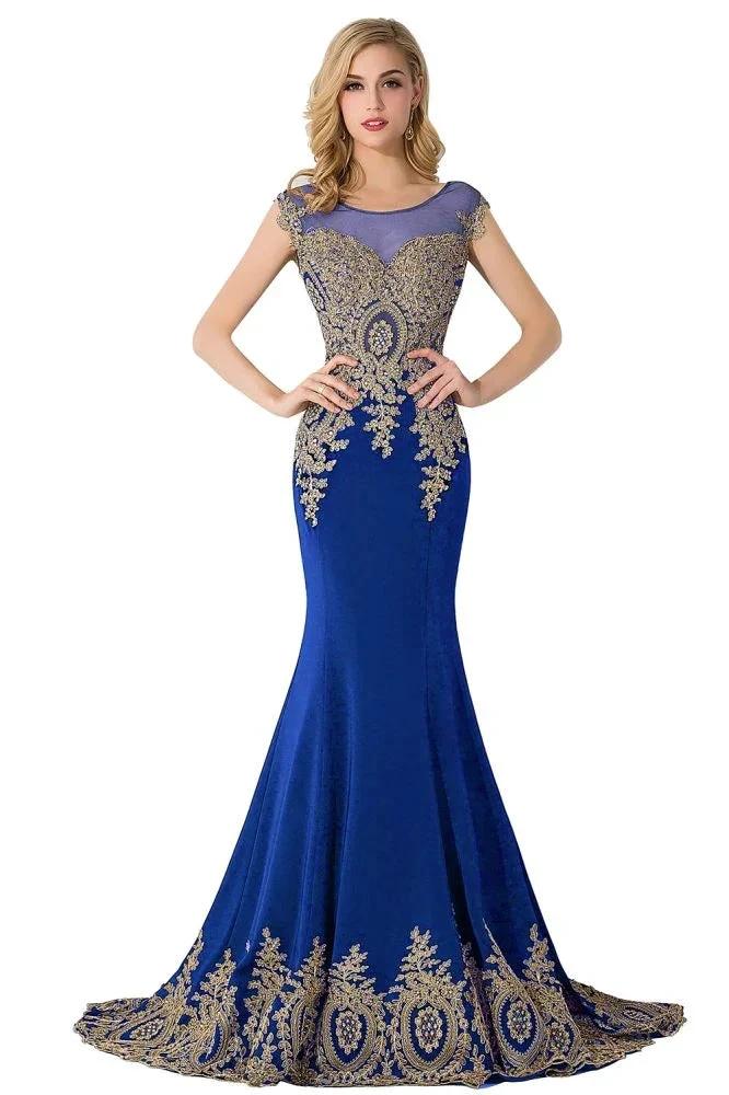 Mermaid Court Train Chiffon Evening Dress with Appliques - Image 3