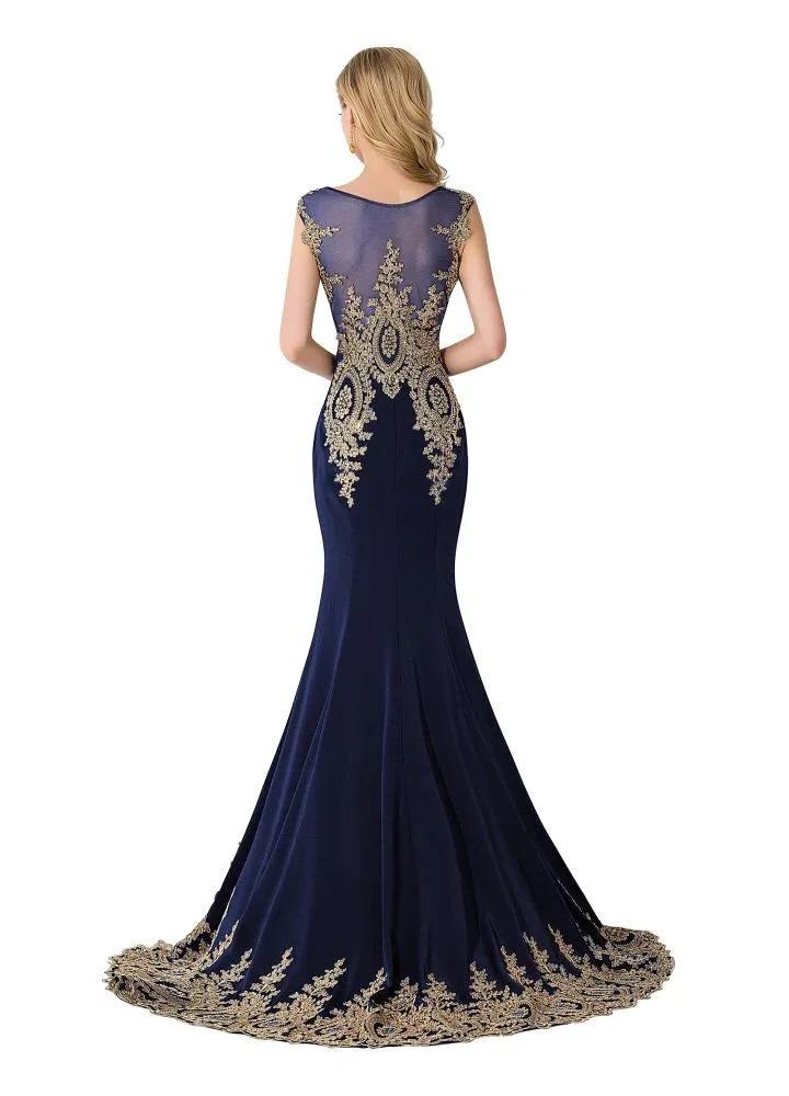 Mermaid Court Train Chiffon Evening Dress with Appliques - Image 4