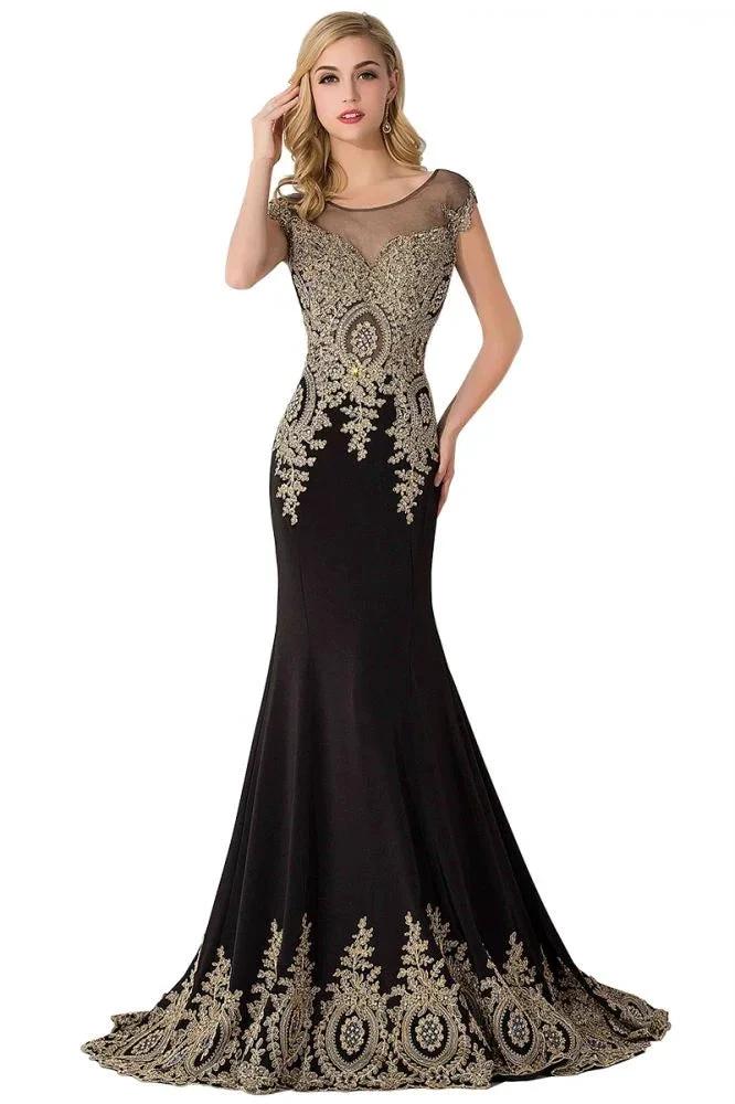 Mermaid Court Train Chiffon Evening Dress with Appliques - Image 6
