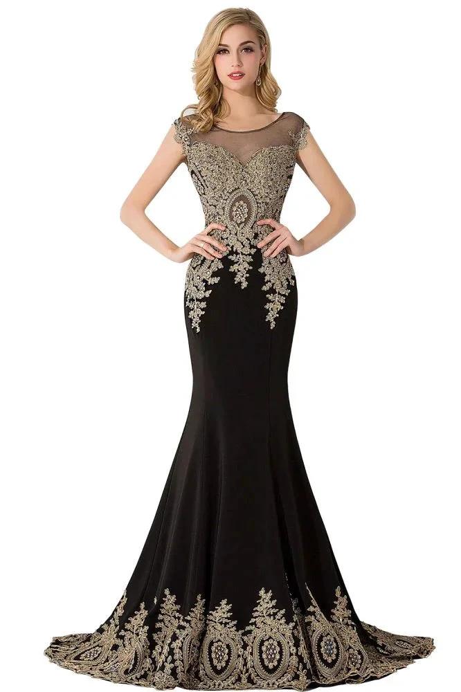 Mermaid Court Train Chiffon Evening Dress with Appliques - Image 7