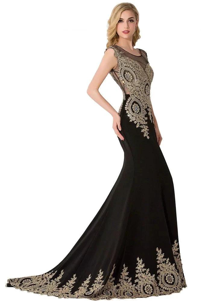 Mermaid Court Train Chiffon Evening Dress with Appliques - Image 8