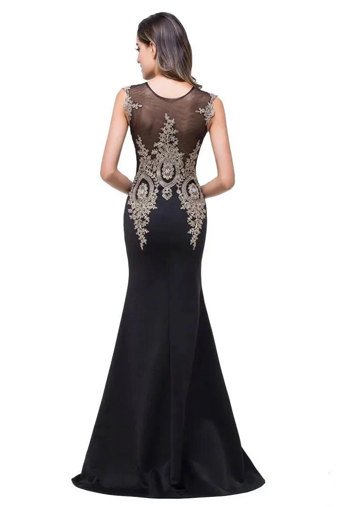 Mermaid Floor-length Chiffon Evening Dress with Appliques - Image 10