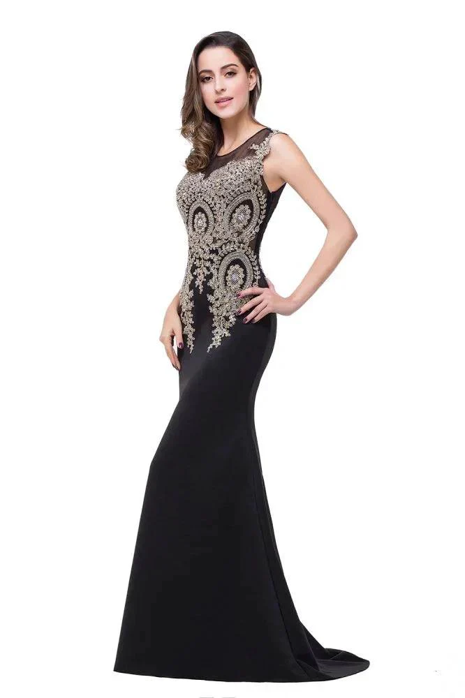 Mermaid Floor-length Chiffon Evening Dress with Appliques - Image 11